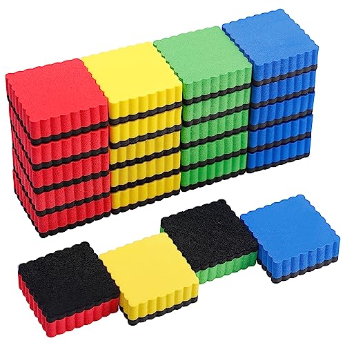Image of 24Pcs Strong Magnetic Dry Erase Eraser, Classroom Must Haves, Wave Shaped | 4 Color Mini Whiteboard Eraser, Classroom Essentials for Kindergarten, Prek, Elementary, Office