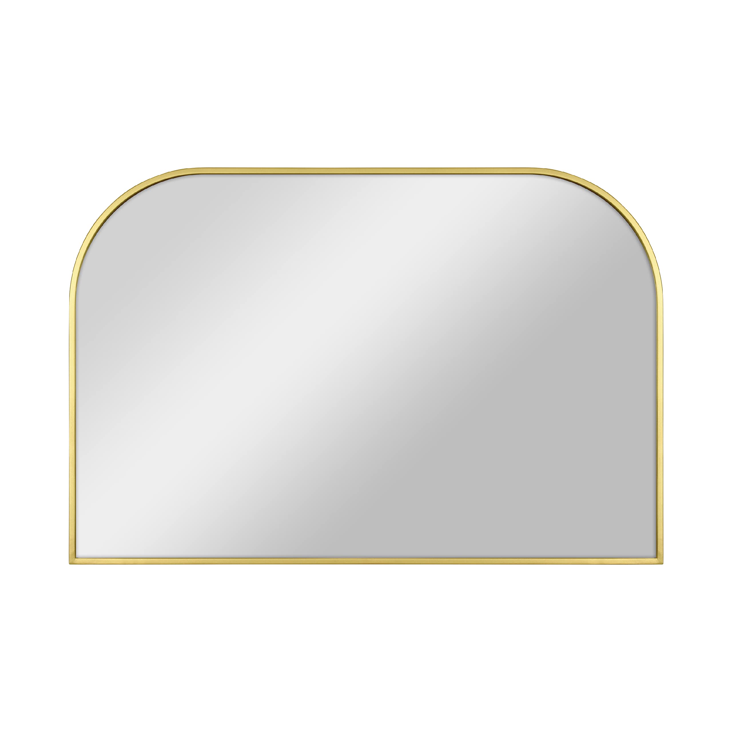 MCS Master &amp; Co. Modern Metal Large Wall Mirror, Minimalist Home Decor Mantle Arch Mirror for Living Room, Bedroom, or Bathroom, 24 by 36 Inch, Brass