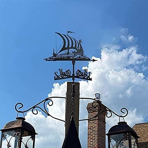 Metal Weathervane Viking Windvane Dreadnought Durable Stainless Steel Spray Paint Gardening Boat Pirate Wind Meter Farmhouse Lawn Pavilion