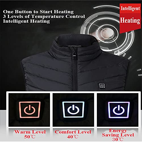 Verwarmd vest heren dames, USB elektrisch verwarmingsvest met 11 verwarmingszones 3 niveaus verstelbaar, winterlicht… - Image 4