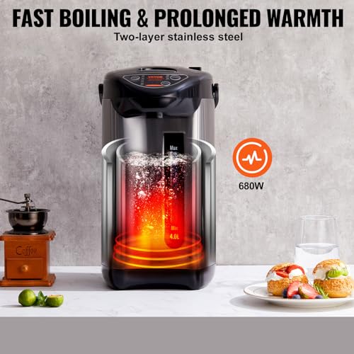 Image of VEVOR Hot Water Dispenser, Adjustable 4 Temperatures Water Boiler and Warmer, 304 Stainless Steel Countertop Water Heater, 3-Way Dispense for Tea, Coffee and Baby Formula, 4L /135 oz