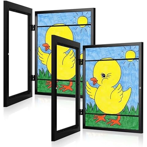 [2-Pack] Kids Frames, 8.5x11 Front Opening Kids Artwork Frames Changeable, Black Artwork Display Storage Frame for Wall, Holds 50 Pcs, for 3D Picture, Crafts, Children Drawing, Hanging Art, Portfolio Cover
