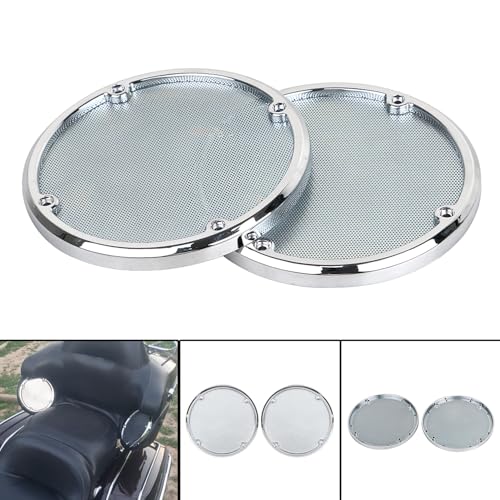 Image of Chrome Rear Speaker Mesh Cover for Harley Electra Glide FLHTCU /FLHTK Tri Glide Ultra FLHTCUTG Road Glide FLTRU 2014-2023