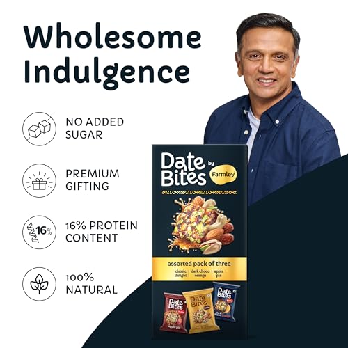 Image of Farmley classic Date Bites 60 g | Dates Barfi Made with Dates, Pista, Cashews, Almonds, Honey and Pure Ghee | Dry Fruits Nuts | Healthy and Delicious | No Added Sugar