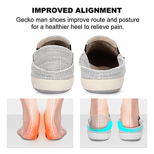Mens Casual Slip-On Shoes With Arch Support, Plantar Fasciitis Canvas Loafers Supportive Shoes For Men, Orthopedic Shoes With Anti-Skid Rubber Sole Grey #TOP7