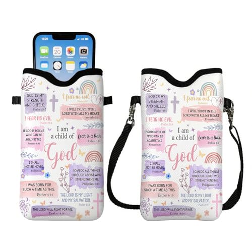 Image of Cell Phone Sleeve Pouch Case Bag with Crossbody Strap Neck Lanyard for Women Men, Christian Religious Gifts for Women Cell Phone Crossbody Bag 7.1x3.9 Inch