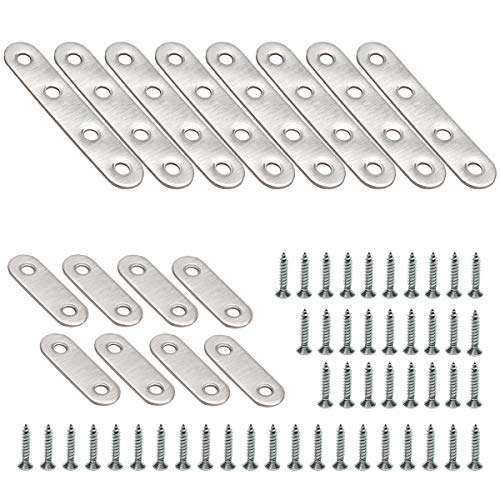 YuChiSX Flat Coin Brace Assiettes, Paques Plates en Acier Inoxydable, Équerres Plaquées Réparation Plaques, Rejoignant Assiettes Connecteur Plaques de Réparation Équerre avec Fixation Argenté