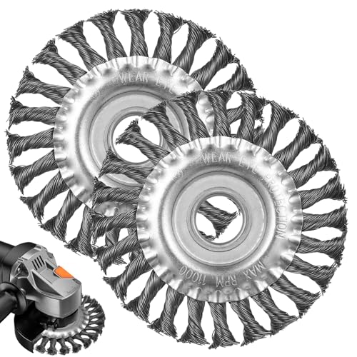 2 Stück Drahtbürste Winkelschleifer 125mm x 22mm Drahtbürste Rundbürsten Set Stahlbürste für Bohrmaschine Zopfrundbürste Scheibenbürste mit gezopften für Polieraufsatz Winkelschleifer Bürste