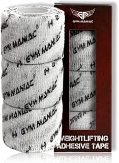 Gym Maniac GM Adhesive Weightlifting Tape - Thumb, Hand & Wrist Wrap for Powerlifting, Crossfit Tape, Pull Ups, Strongman Training - No Residue, Easyto- Tear Support Strips (1.5