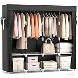 VTRIN Portable Closet for Hanging Clothes 67 Inch Wide Large Capacity Portable Wardrobe Closet with Cover, 4 Storage Shelves and 4 Hanging Rod Sturdy Free Standing Closet for Bedroom, Black