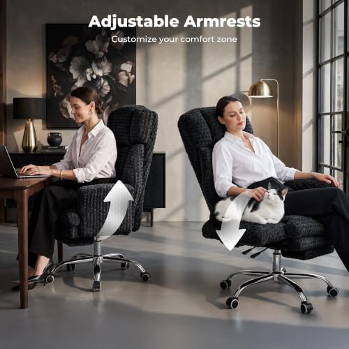 Image of Big and Tall Office Chair, Flip Armrests for Pets & Cross Legged Sitting