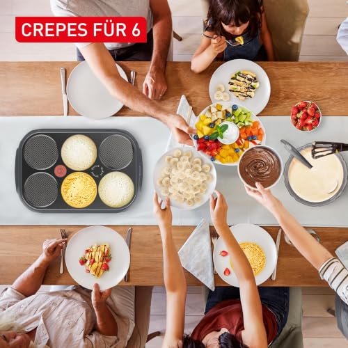 Tefal Crep'Party Crêpes- und Pancake-Maker, für 6 Personen, antihaftbeschichtete Platten, platzsparende Aufbewahrung… – Ansicht 2