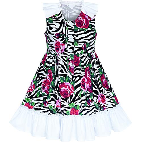 Sunny Fashion Girls Dress Flower Button Front Cotton Sundress Size 3-7