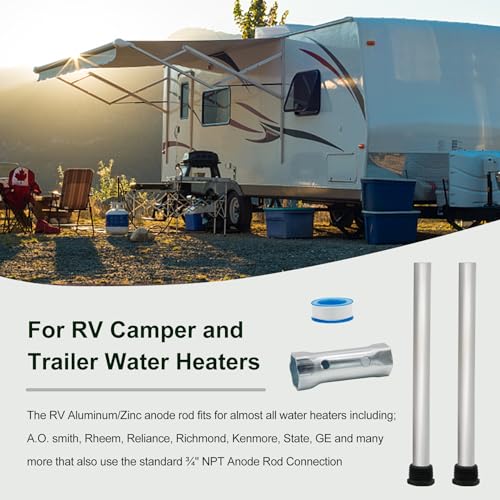 Image of Rv Water Heater Anode Rod 2 Pack Rv Hot Water Tank Aluminum Anode Rod for Suburban and Morflo - 9.25''Long & 3 /4'' Thread Lasting Tank Corrosion Protection, For RV Camper and Trailer Water Heaters