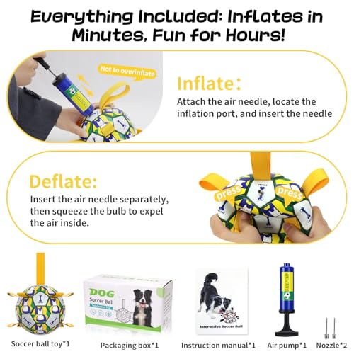 Image of Dog Soccer Ball with Straps, 6 Inch for Small and Medium Dogs, A | Footable Floating Dog Toy for Training, Fetch & Water Play, Interactive Dog Toys with Pump and Needle for Inflation