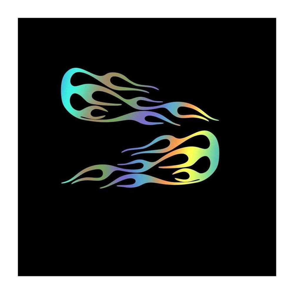 1Pair Flame Vinyl Sticker Decals Stickers for Car Tank Waterproof(35.5X27CM-Reflective)