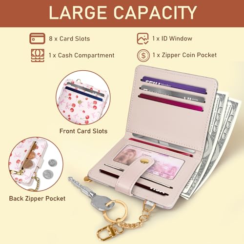 Image of Jogjam Cute Coquette Aesthetic Bow Rfid Women Wallet, Small Slim Thin Compact Travel Credit Card Wallet, PU Leather Bifold Cash Wallet, Zipper Coin Pocket ID Window, Female Ladies Gifts