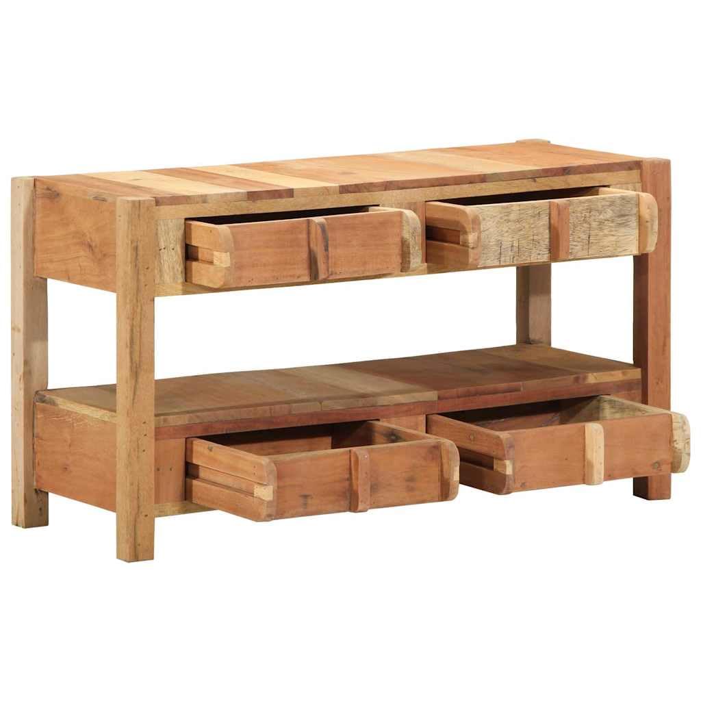 TV-Schränk Braun aus massivem upgecyceltem Holz, 83 x 33 x 46 cm, mit 4 Schubladen, TV Board Fernsehschrank Rack für Wohnzimmer Heimkino, Stauraum