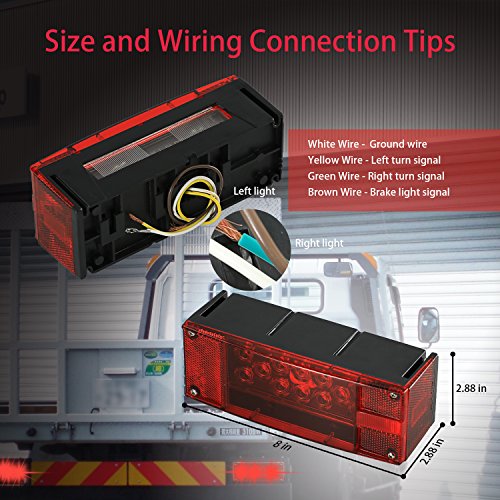 Wellmax 12V LED Trailer Lights, Submersible and Waterproof Low Profile