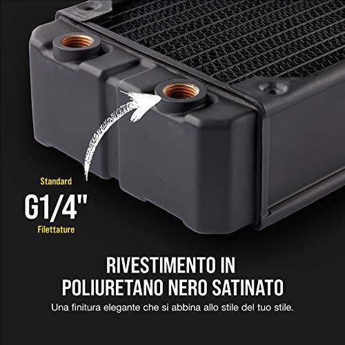 Corsair Hydro X Serie, XR7 360 mm Radiatore Sottile per Raffreddamento a Liquido (Tripli Supporti Ventole da 120 mm,  Installazione Struttura di Rame di con Guide delle Viti Delle Ventole) Nero