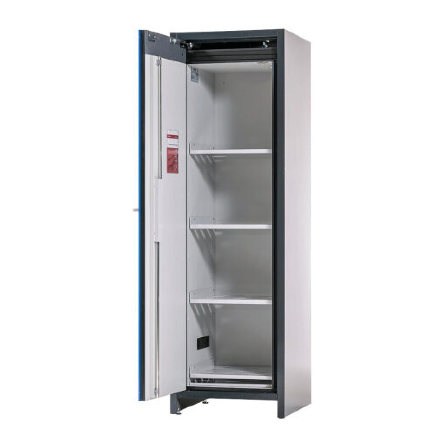 DENIOS® by asecos Lithium Ion Battery Storage Cabinet – 90 Min Fireproof Battery Storage, Flammable Cabinet, 4 Shelves, 1 Door, 24 x 24.2 x 77, Blue