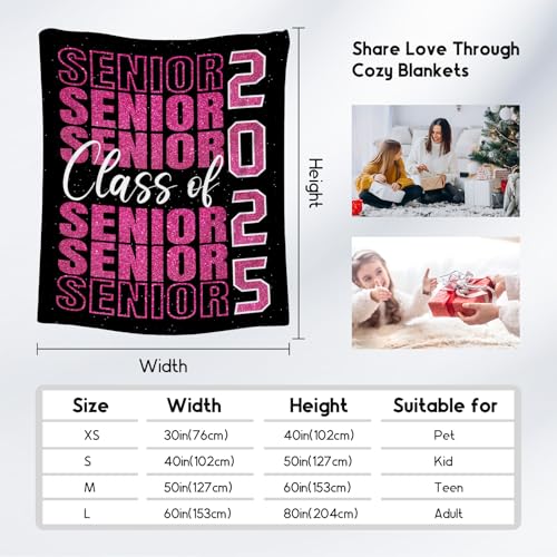 Graduation Blanket - Class of 2025 Graduation Gifts for Her or Him - 40"x50" Flannel Warm Throw Decorations - Senior 2025 Red Blankets for College, High School