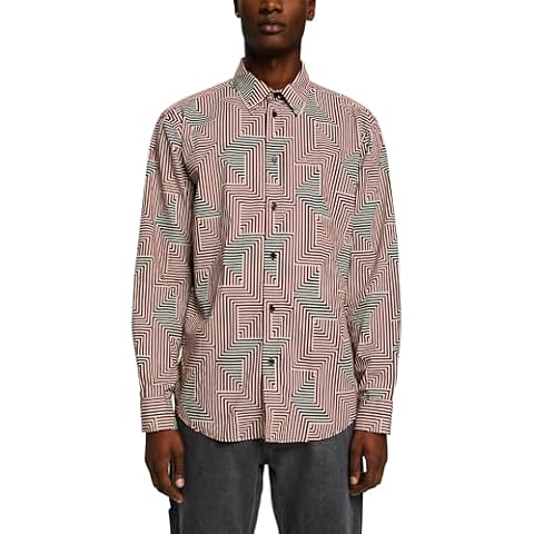 Esprit Geometric Print Cotton Shirt, Garnet Red Cover