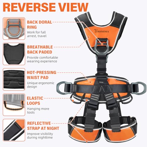 Image of TRSMIMA Safety Harness Fall Protection - Roofing Full Body Climbing Harness