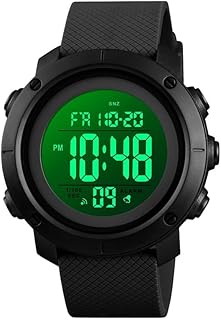 Relógio esportivo digital masculino, relógio militar à prova d'água, tela LED, mostrador grande, cronômetro, alarme, relógio de pulso