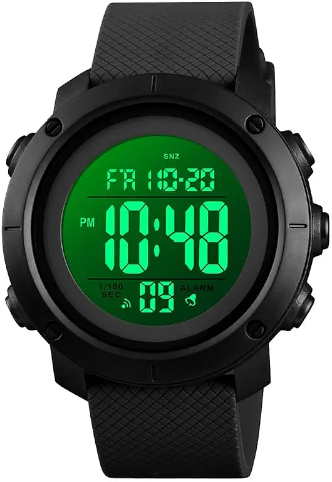 Relógio esportivo digital masculino, relógio militar à prova d'água, tela LED, mostrador grande, cronômetro, alarme, relógio de pulso