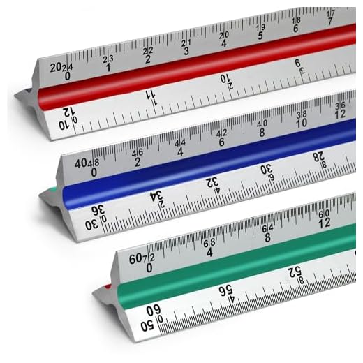 Kyuionty 12" Engineer Scale Ruler Architectural Ruler Imperial, Color-Coded