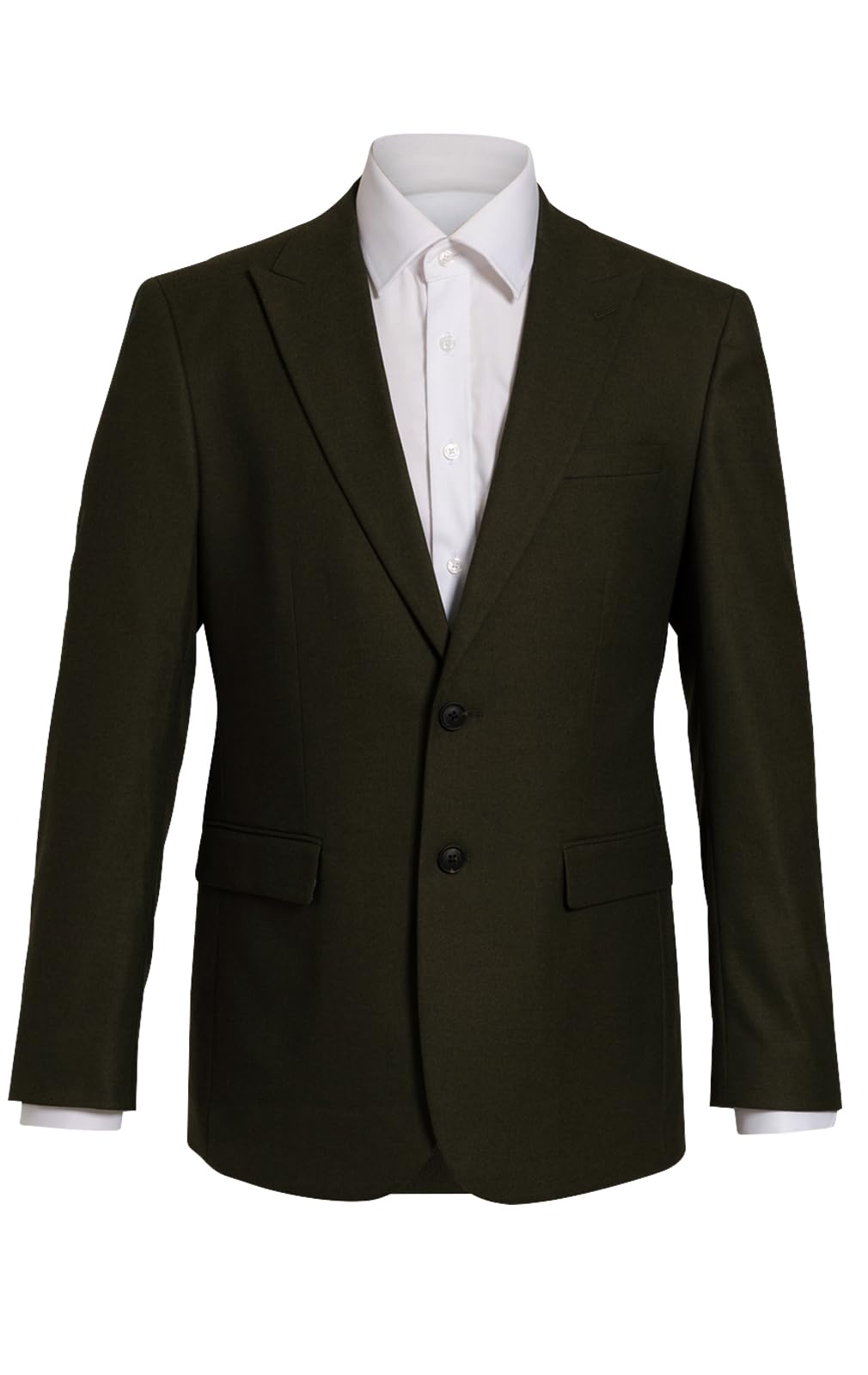 Dobell Men's Dark Green Twill Suit Jacket Regular Fit Peak Lapel-44S