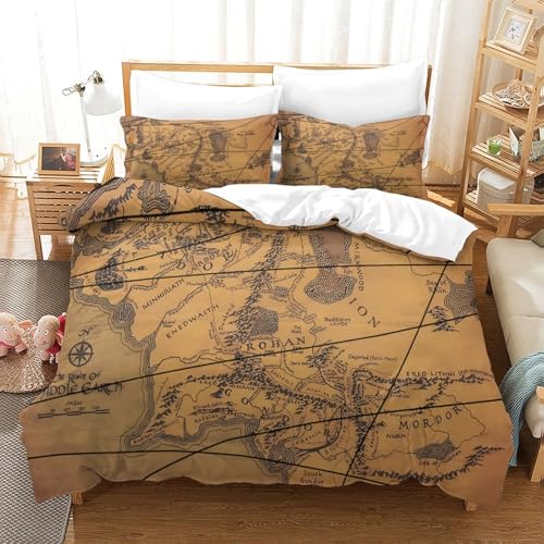 Housse de couette 140x200 microfibre super douce motif carte 3D - 3