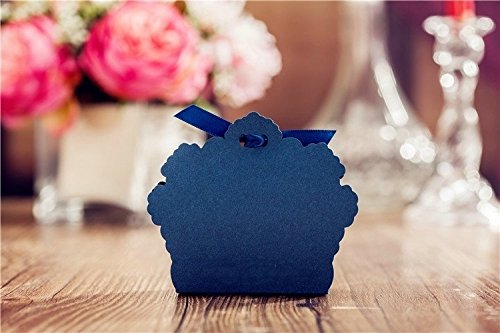 Sorive Royal Blue Laser Cut Favor Candy Box Bomboniere With Ribbons Bridal Shower Wedding Party Favors 50 Pack Sorive0060 #TOP2