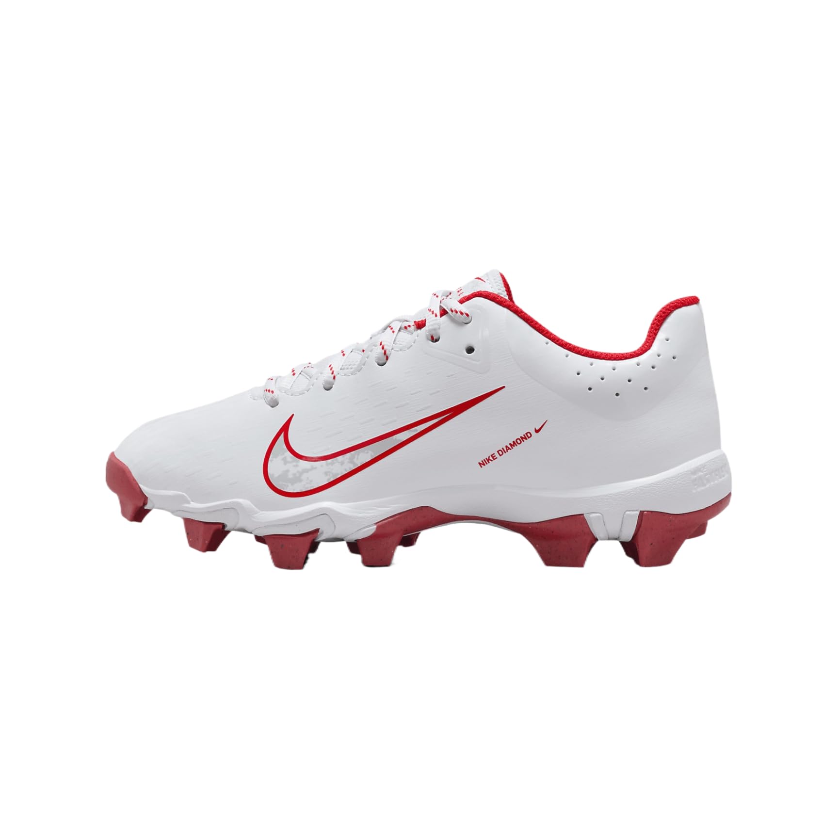 Nike Hyperdiamond 4 Keystone Big Kids' Softball Cleats (FZ0919-104, White/Pure Platinum/University Red) Size 1.5