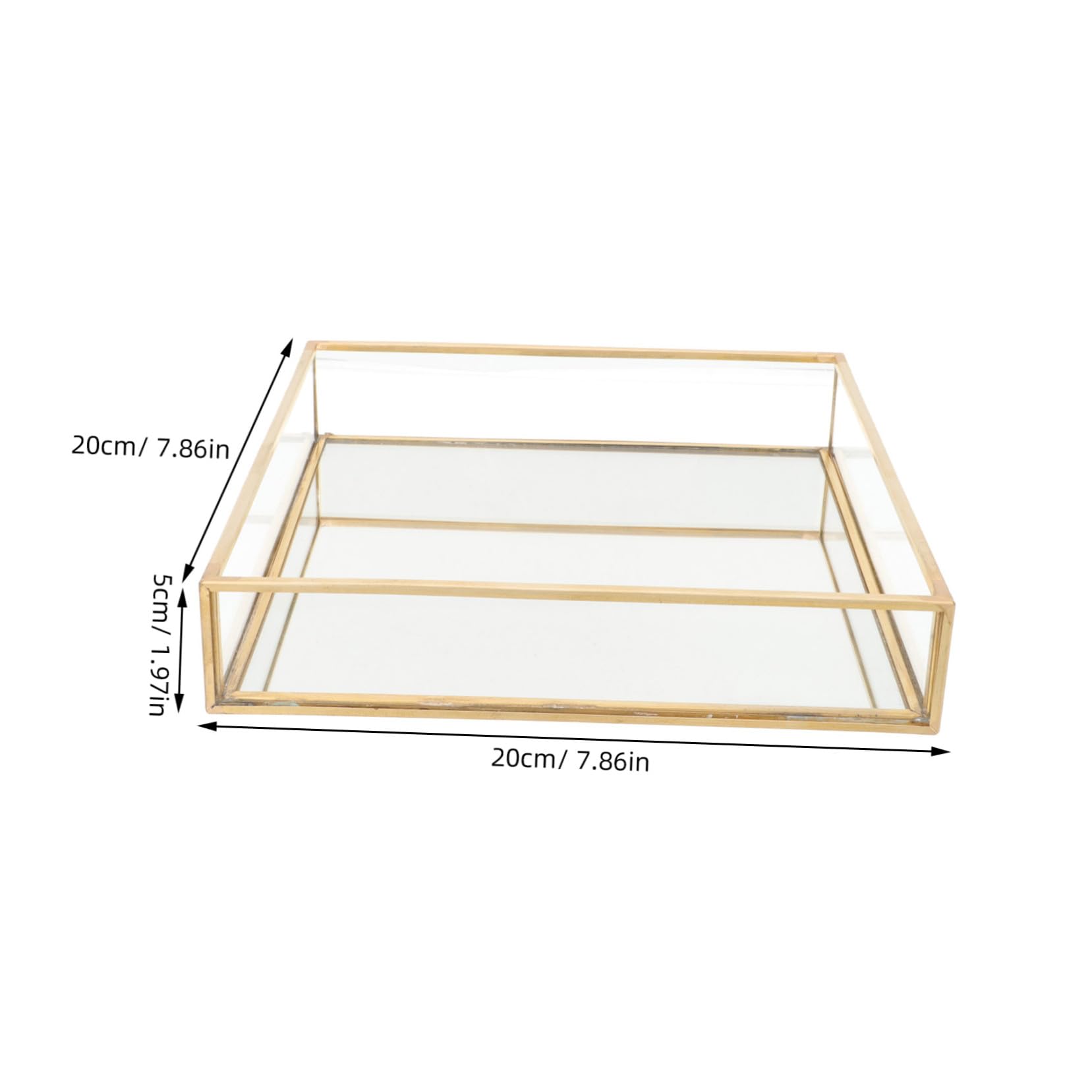 Vassoio Quadrato in Vetro in Ottone Per Profumi e Gioielli Accessorio Decorativo Per Bagno Camera e Ingresso