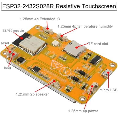 Image of 2.8 inch ESP32-2432S028R ESP32 Yellow Display - 9341 Resistive Touchscreen 240x320 TFT LCD Module CYD Development Board for Arduino IDE (Pack of 2)