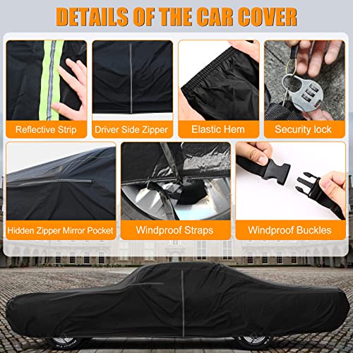 Image of Waterproof Car Cover Compatible with Chevrolet Impala /Bel Air /Biscayne 1958-1970 2 /4 Door Sedan /Couple /Hardtop 210T All Weather Classic Car Covers with Zipper Door for Snow Rain Protection | 210T Polyester with Inner Cotton LIner All Weather Waterproof Car Covers with Zipper Door for Snow Rain Protection