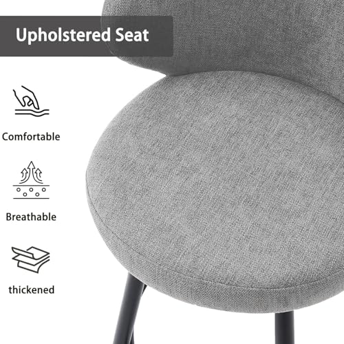 Image of Bar Stools Set of 4, 360 Swivel Breathable Fabric Kitchen Counter Height Stools, 26 inch Upholstered Bar Chair for Kitchen Islands, Restaurant, Grey