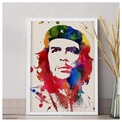 Nacnic Lámina para enmarcar CHE GUEVARA Poster con imagen estilo acuarela del mítico revolucionario. Impresa en y tintas resistentes. Tamaño A4