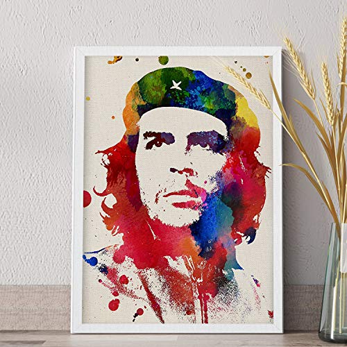 Nacnic Poster pour encadrer ``Che Guevara ´´. Affiche avec image de Style Aquarelle du légendaire révolutionnaire. Imprimée sur Papier 250 grmes. Taille A4 sans...