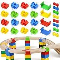 Holzeisenbahn Schienen Adapter 28 Stück Schienenverbinder aus Kunststoff Holzschienen Verbinder Universell Passend Geeignet für Kinder im Alter Von 3-7