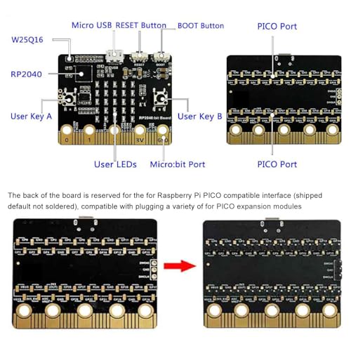 Carte RP2040 Hidyliu avec boutons programmables et LED - Module compact robotique - 3