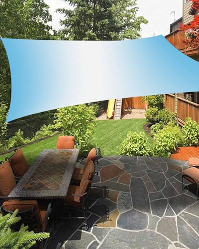 Blue White Sun Sail Shades Rectangle Canopy,Sunlight Block Heavy Duty Curved Backyard Shade Cover,Waterproof Sun Shades for Patios Garden Outdoor,8'x10' Geometric Minimalist Stripe Country Decor