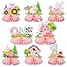 Farm Animal Honeycomb Centerpieces, Farm Animal 1st Birthday Decorations 8 PCS Animal Cutouts for Baby Shower Girl, Pink Table Decoration Farm Animal Centerpieces for Barnyard Birthday Party Supplies
