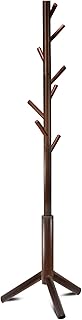 Azaeahom Coat Rack Freestanding with 8 Hooks 3 Adjustable Height Coat Racks Stand Clothing Hanger Stand Wooden Coat Tree E...