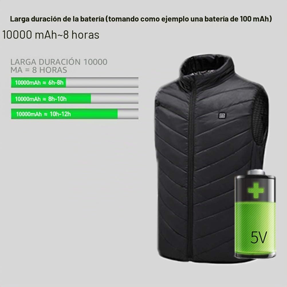 Chaleco calefactable, Chaqueta calefactora eléctrica USB con 3 Niveles de configuración de Calor para Hombres y Mujeres, Chaleco Calefactor de Invierno para Caza, Exterior, Camping