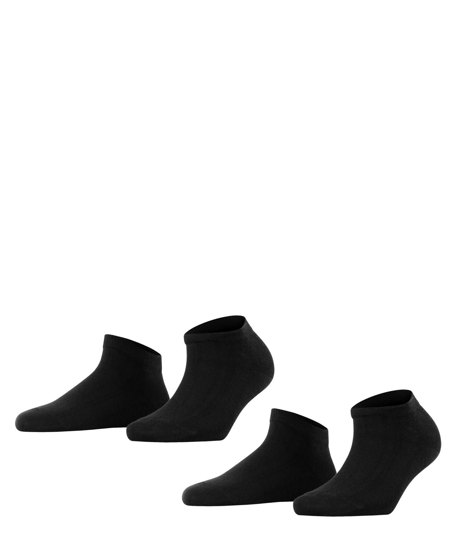 FALKE Happy Double Pack W Sn cotone bassi tinta unita confezione di 2 paia, Calzini corti Donna, Nero Black 3000, 35-​38