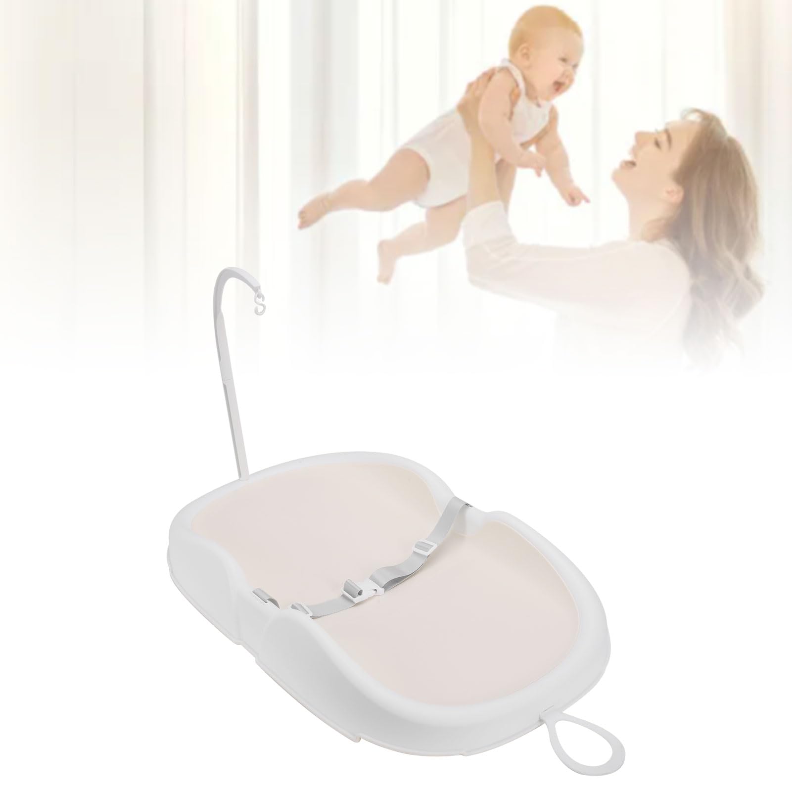 Naroote Baby-Wickelstation, Kinderzimmertisch, Baby-Wickelunterlage, Säuglingspflege-Wickeltisch, Faltbare Windel-Wickelunterlage mit Sicherheitsgurten für Neugeborene, Kleinkinder, (Beige)