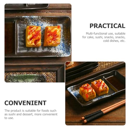 Plato cerámico para sushi y dumplings con compartimentos duales miniatura 5
